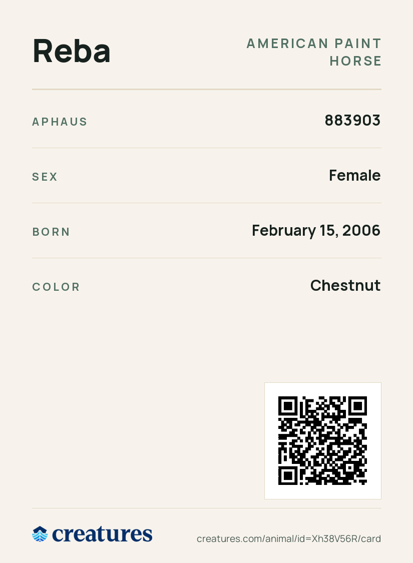 Reba Creature Card back