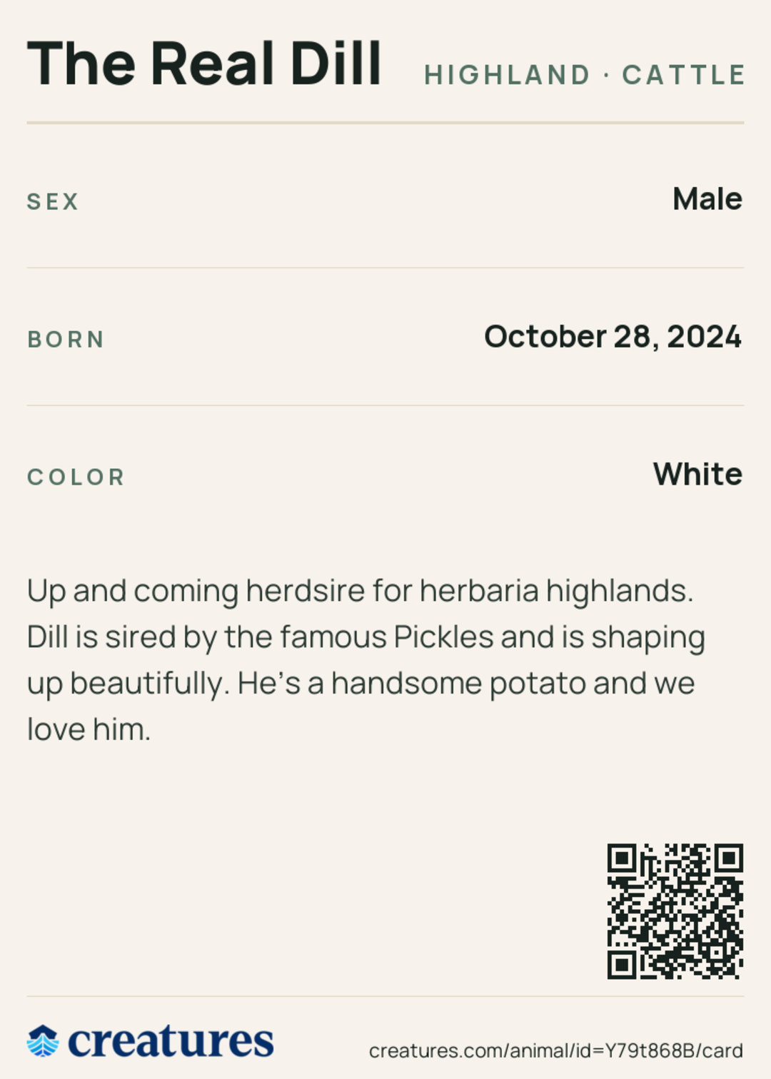 The Real Dill Creature Card back