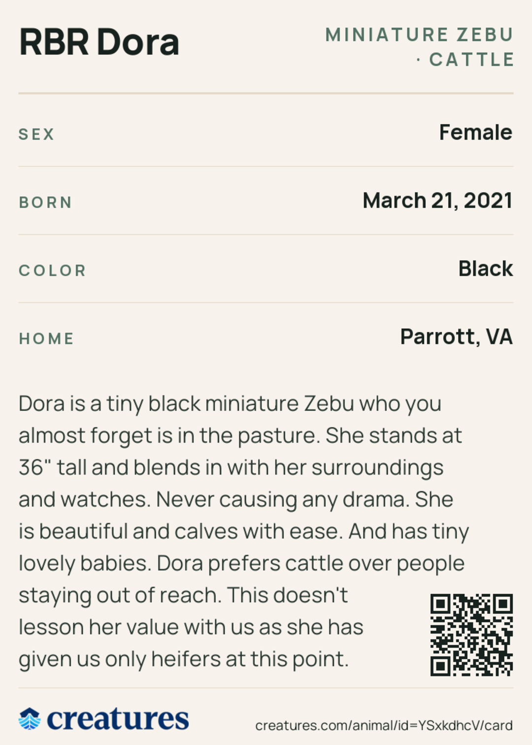 RBR Dora Creature Card back