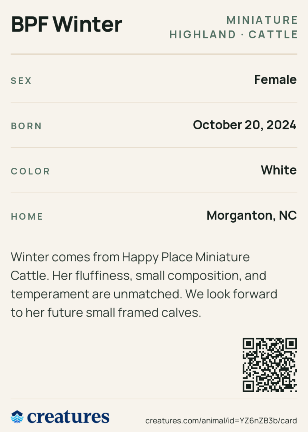 BPF Winter Creature Card back