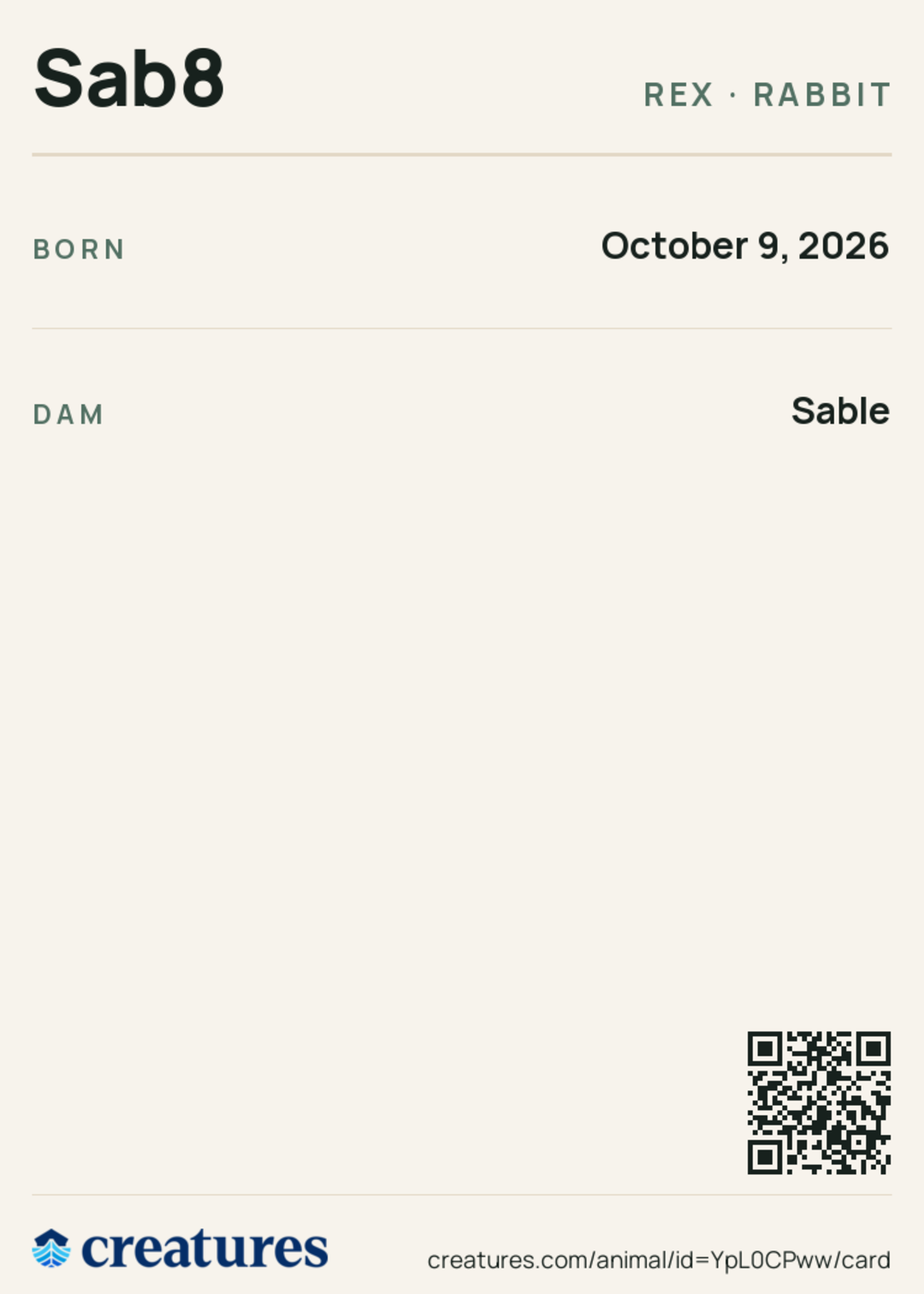 Sab8 Creature Card back