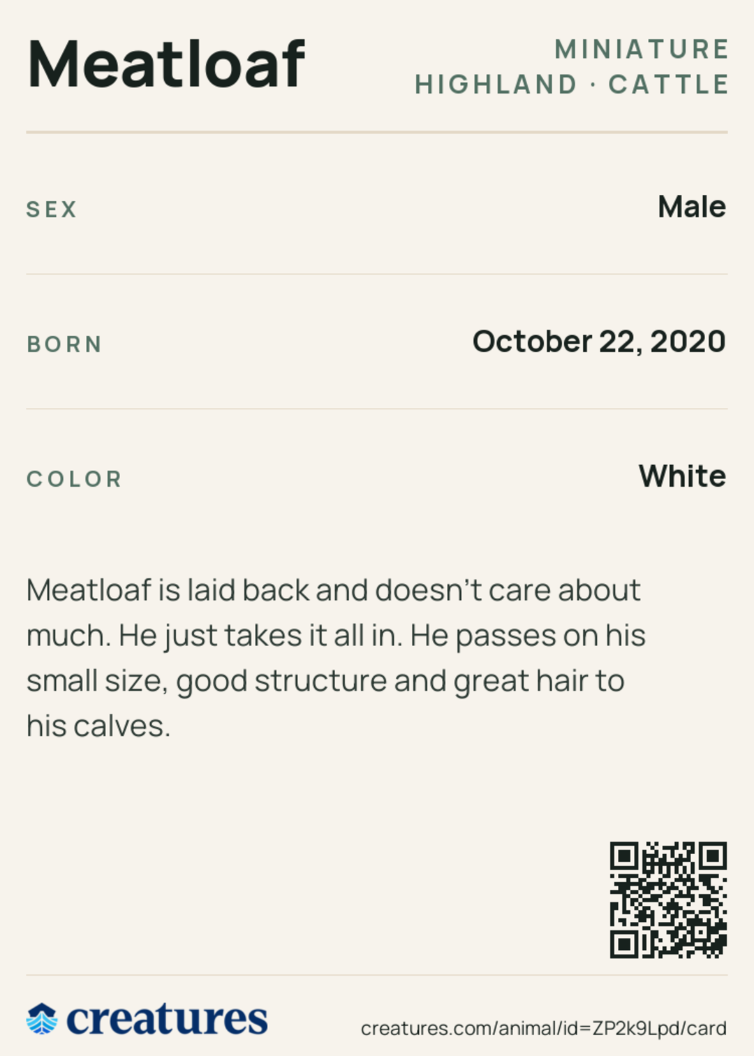 Meatloaf Creature Card back