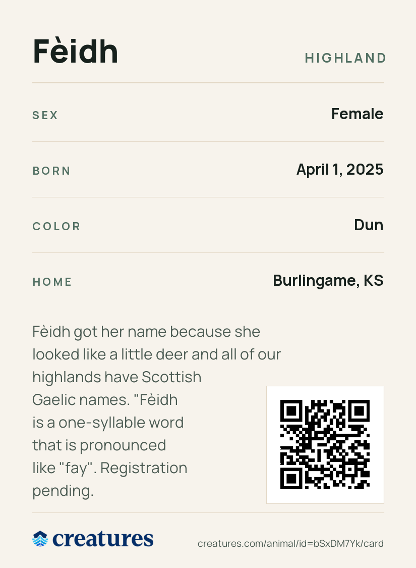 Fèidh Creature Card back