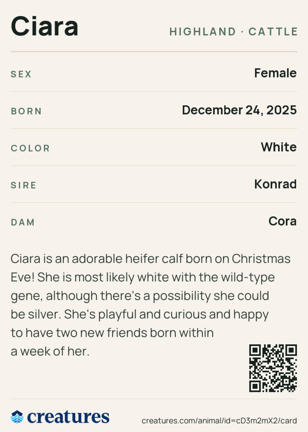 Ciara Creature Card back