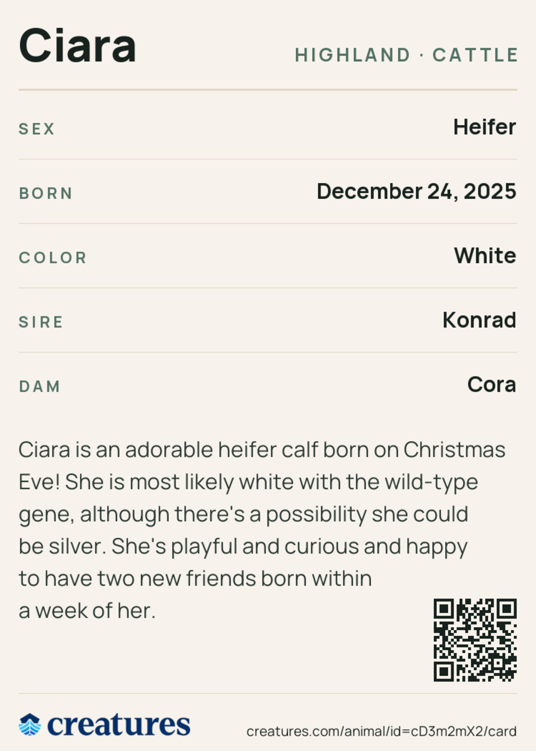 Ciara Creature Card back