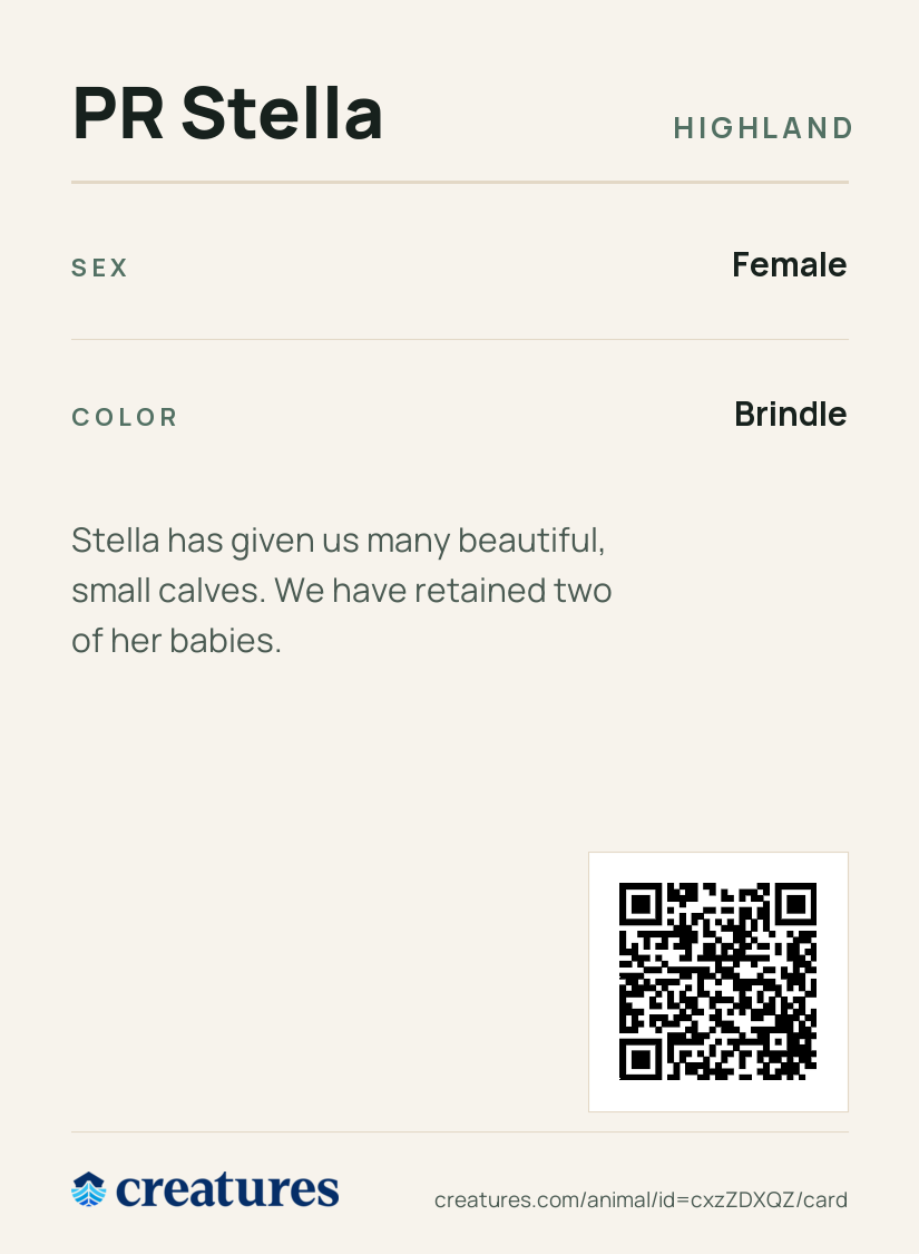 PR Stella Creature Card back
