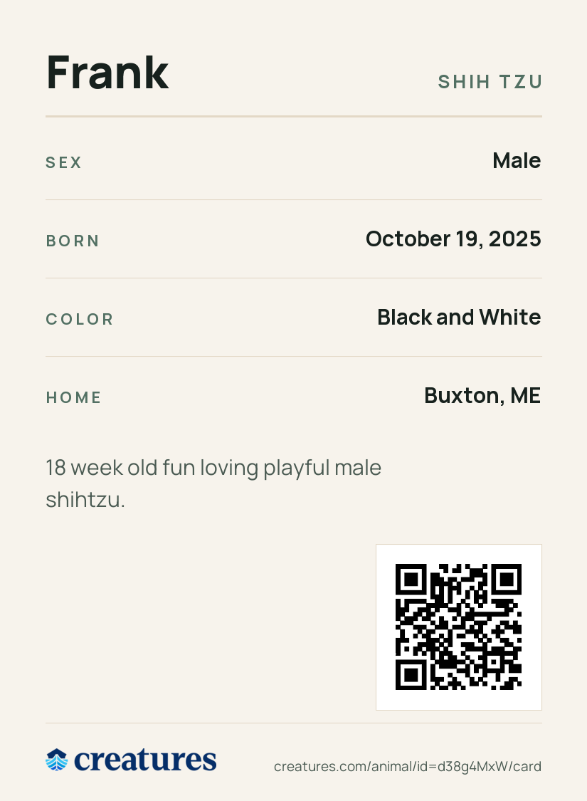 Frank Creature Card back