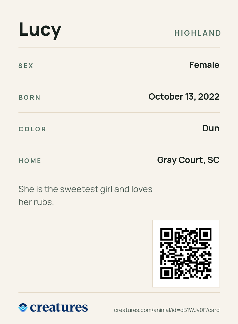 Lucy Creature Card back