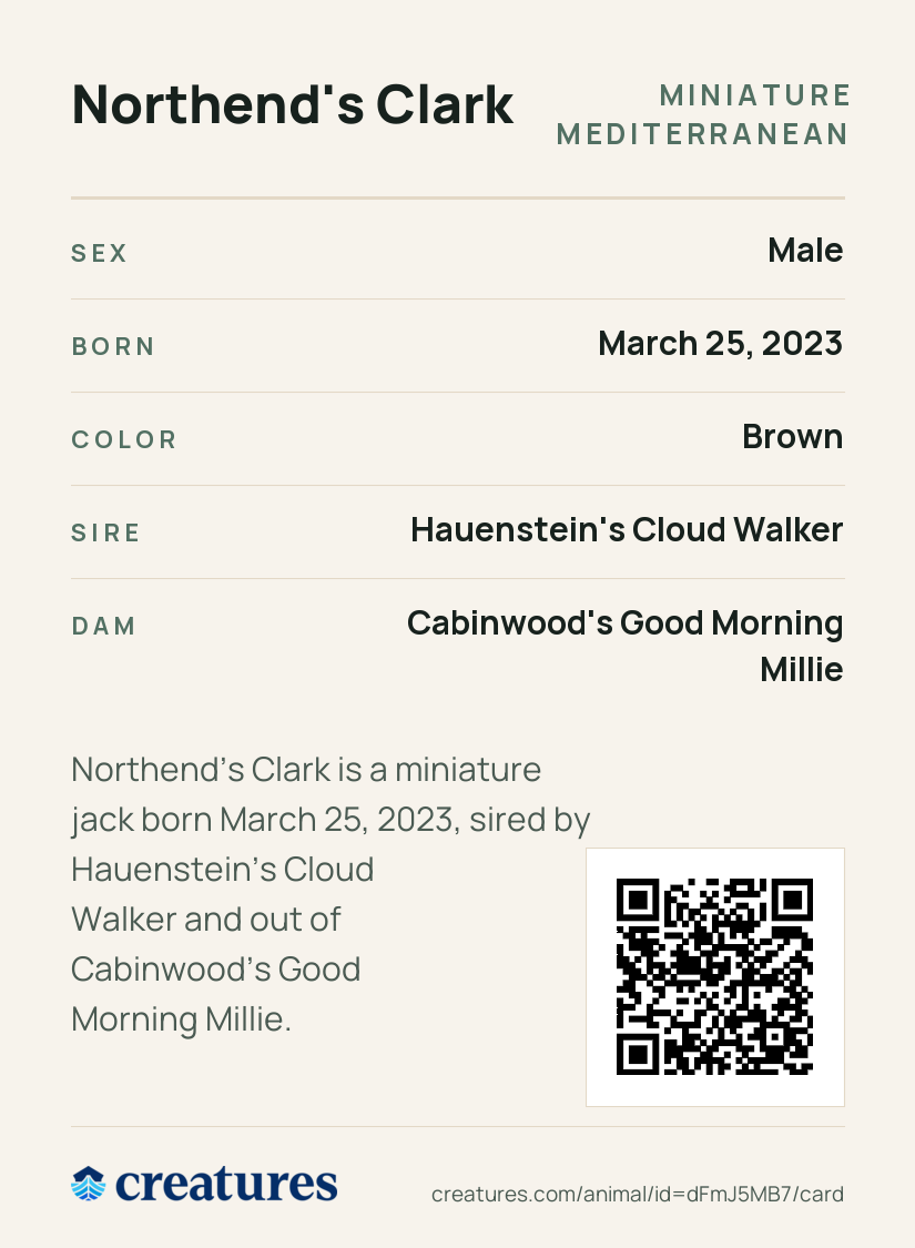 Northend's Clark Creature Card back