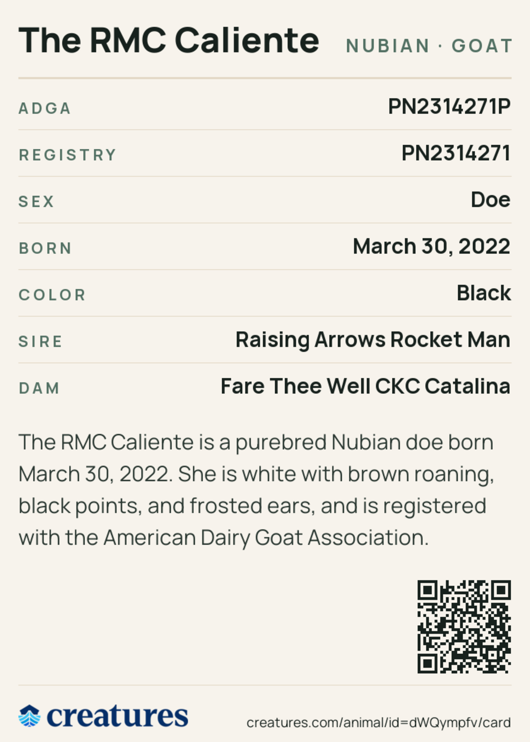 The RMC Caliente Creature Card back