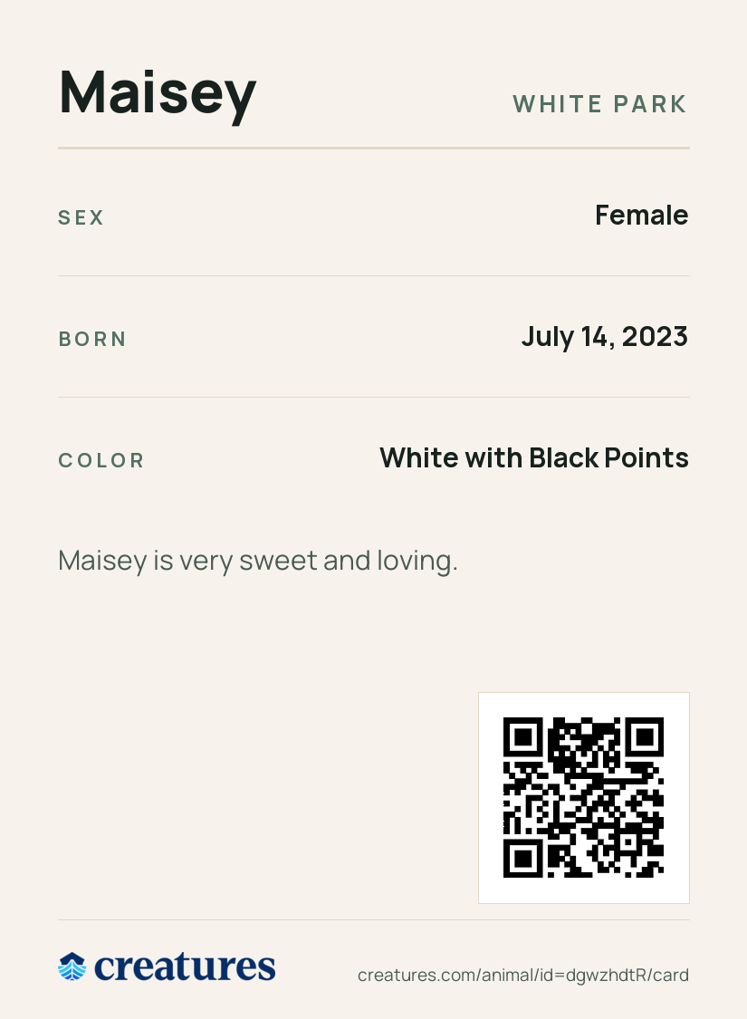 Maisey Creature Card back