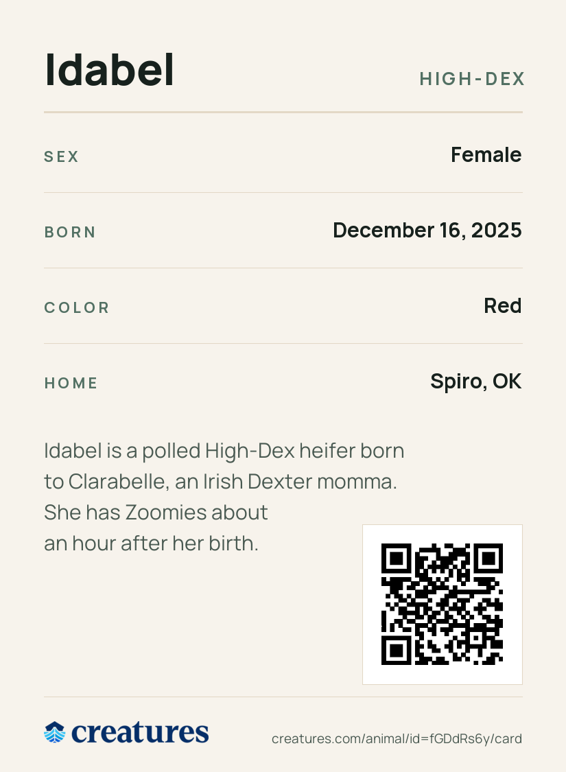 Idabel Creature Card back
