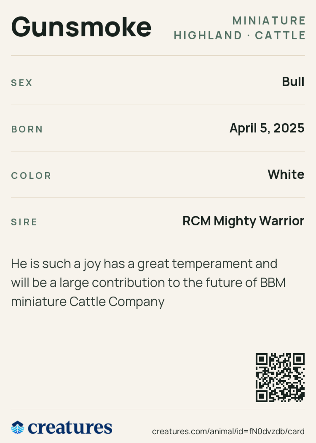 Gunsmoke Creature Card back