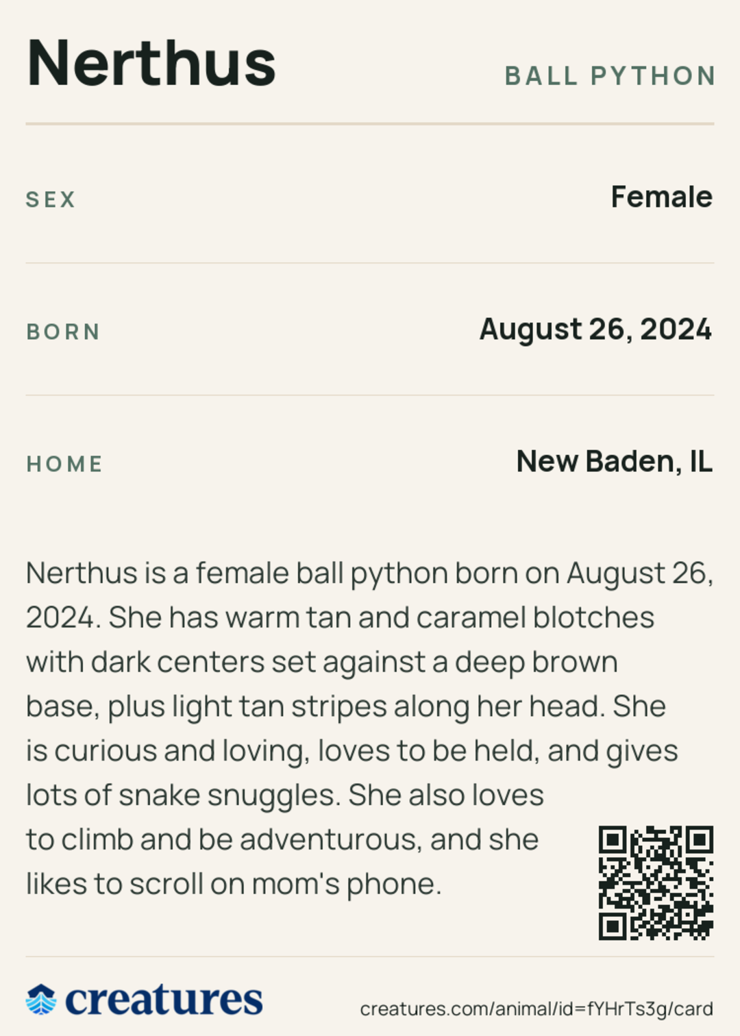 Nerthus Creature Card back