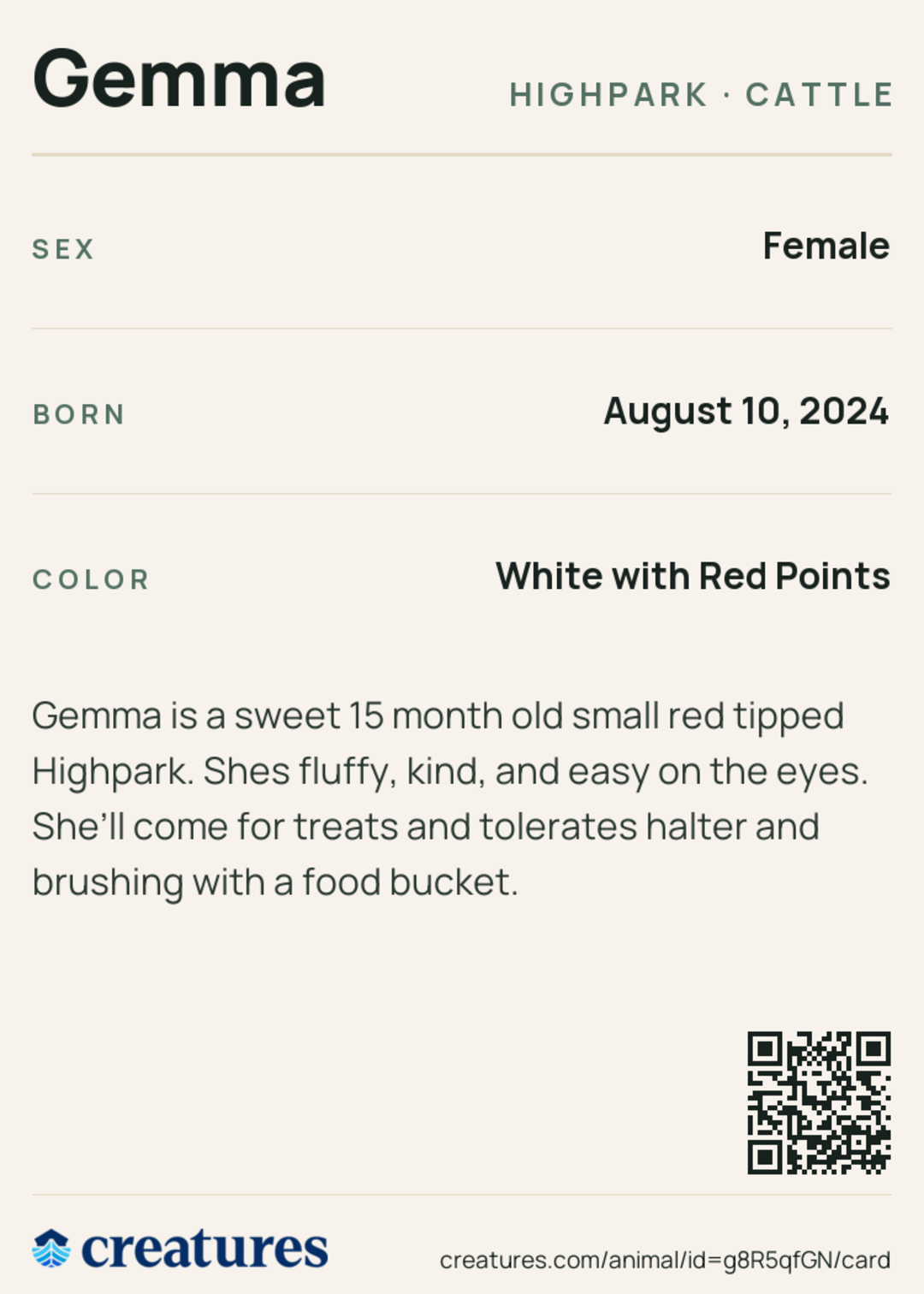 Gemma Creature Card back