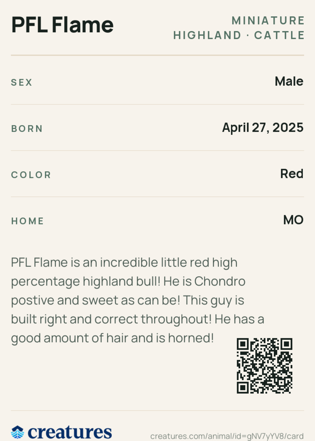 PFL Flame Creature Card back
