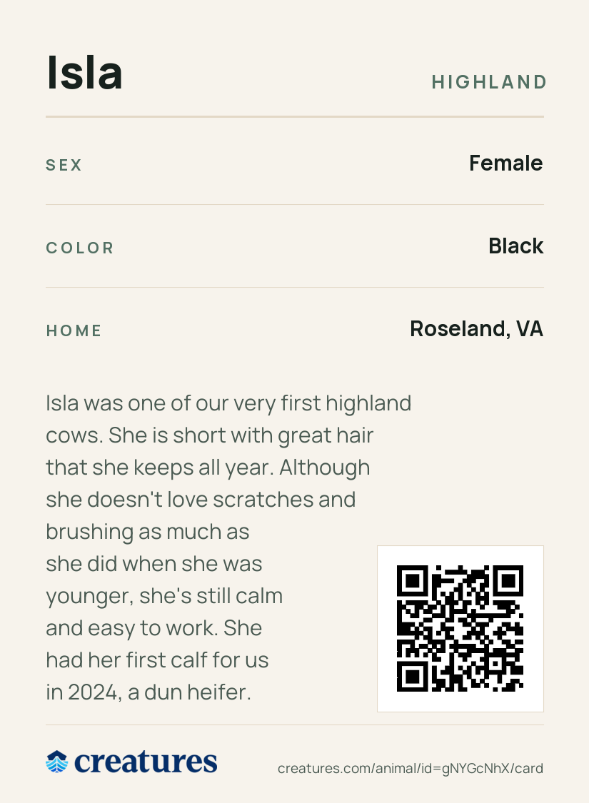 Isla Creature Card back