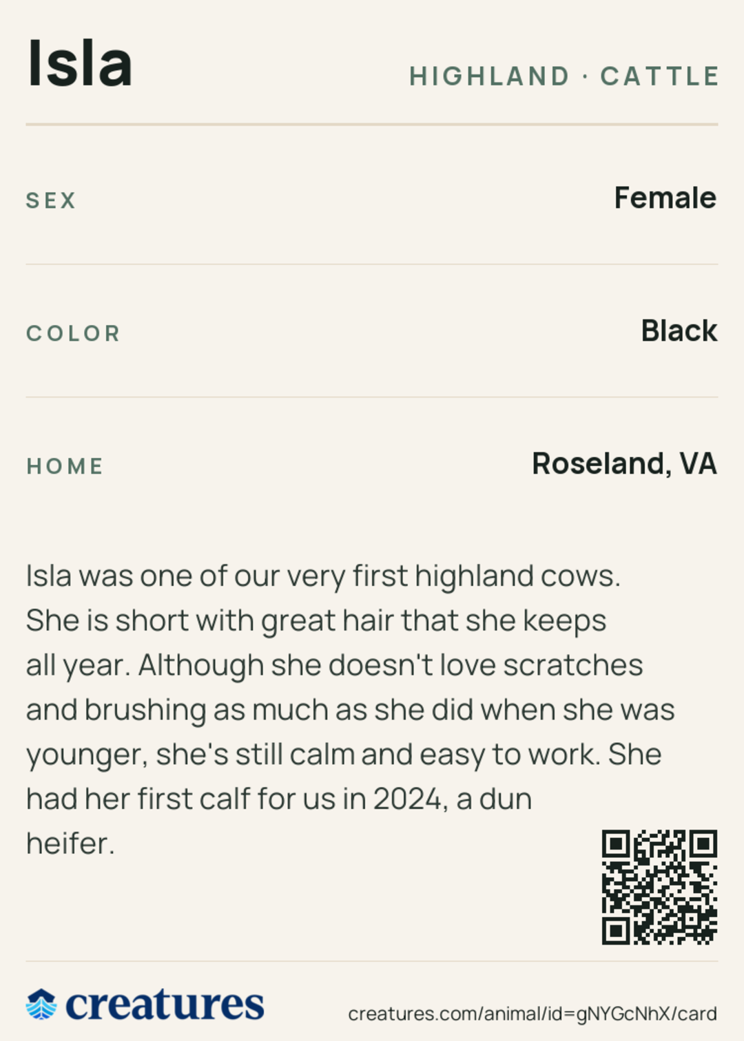 Isla Creature Card back