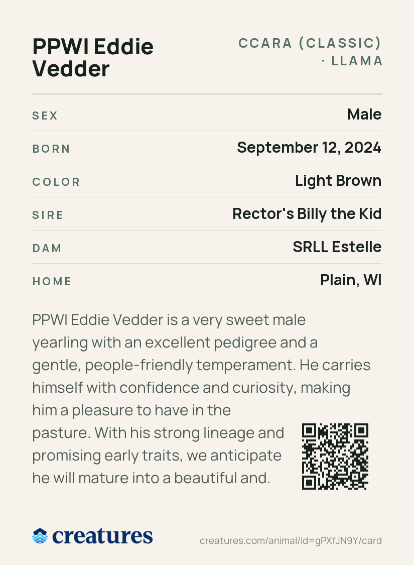 PPWI Eddie Vedder Creature Card back