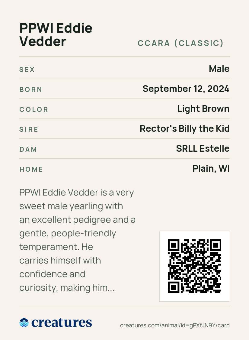 PPWI Eddie Vedder Creature Card back