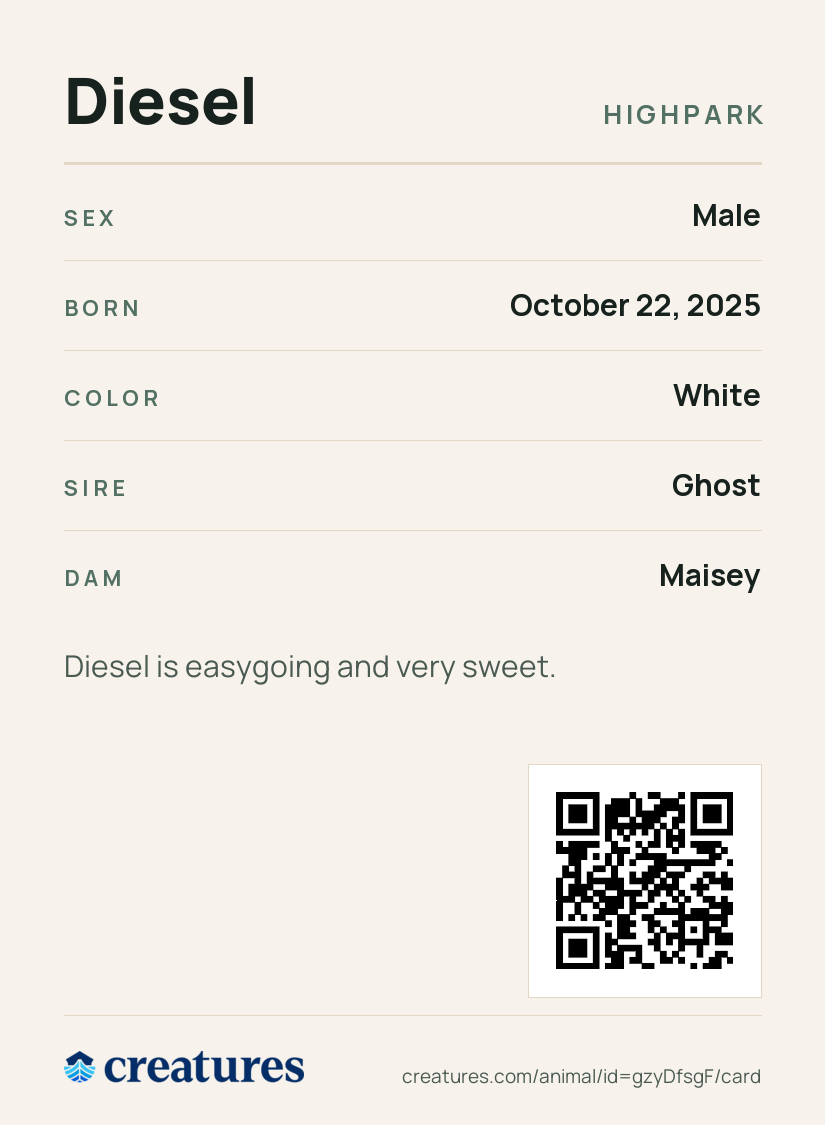 Diesel Creature Card back