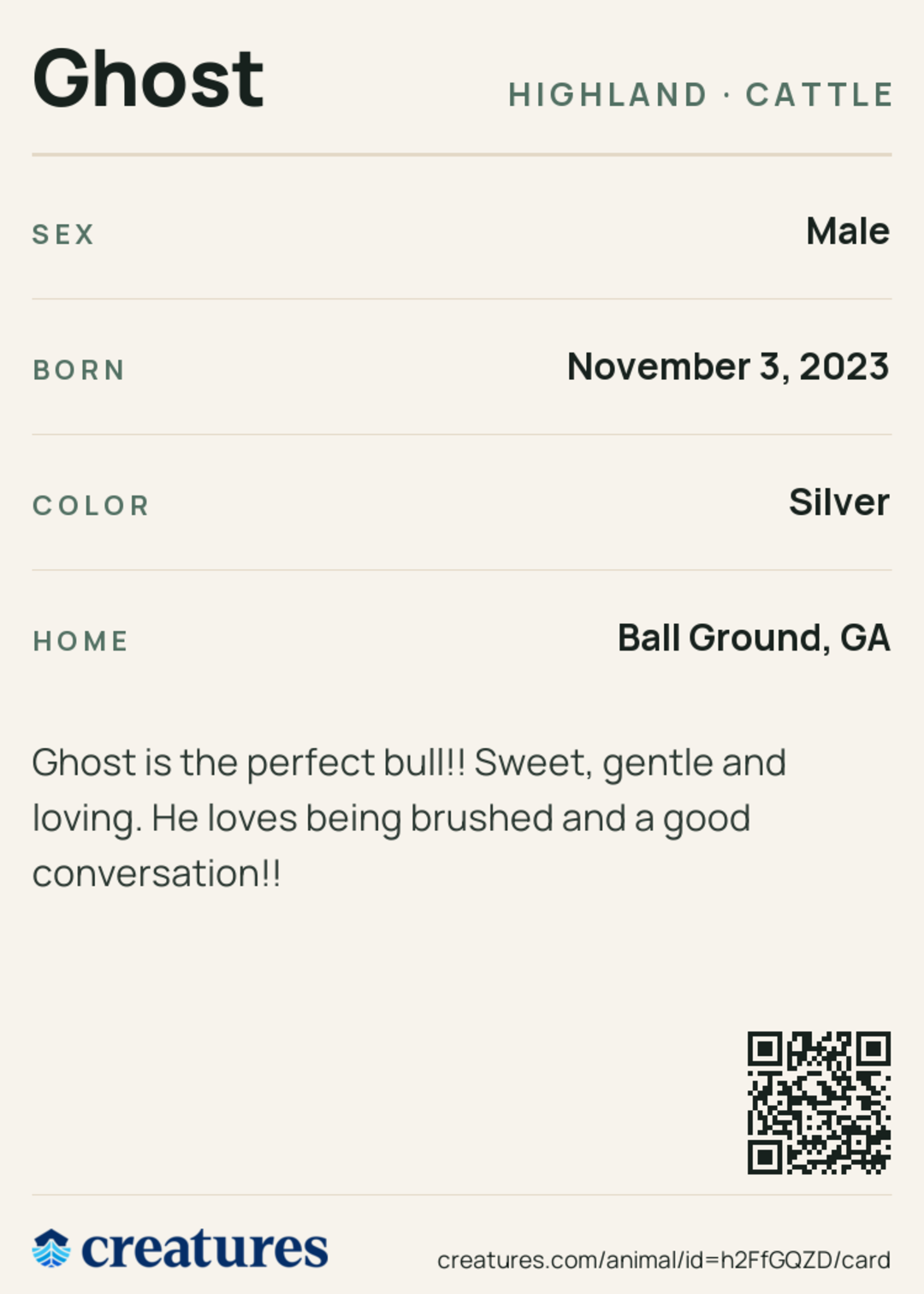 Ghost Creature Card back
