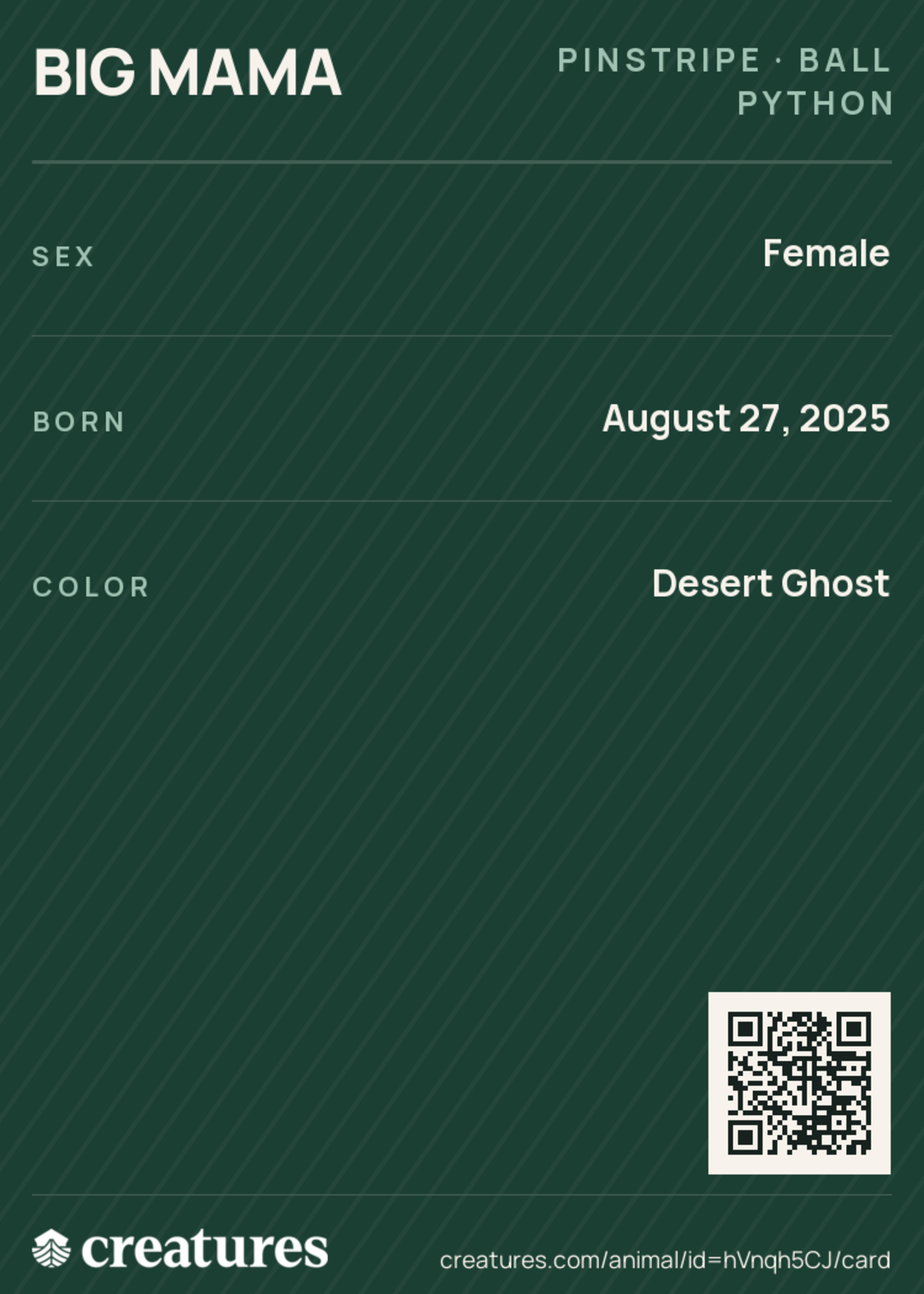 Big Mama Creature Card back