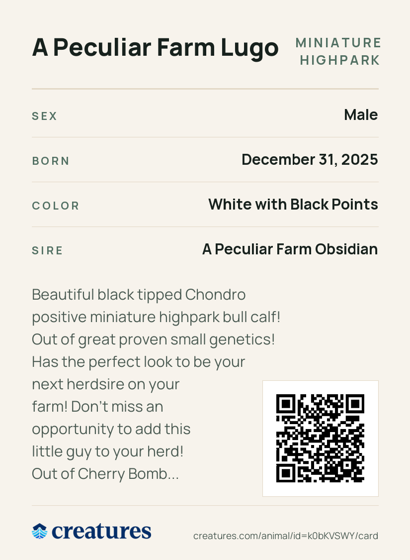 A Peculiar Farm Lugo Creature Card back