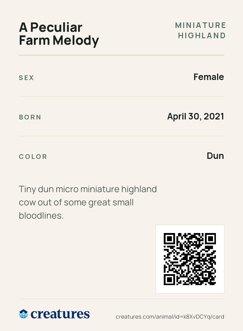 A Peculiar Farm Melody Creature Card back