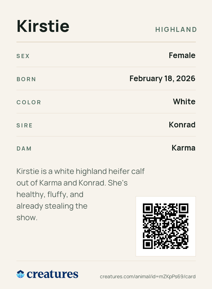 Kirstie Creature Card back