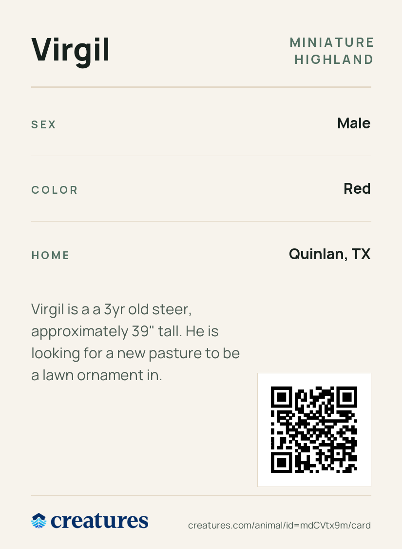 Virgil Creature Card back