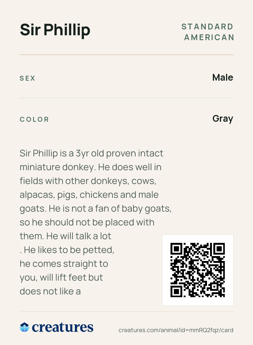 Sir Phillip Creature Card back