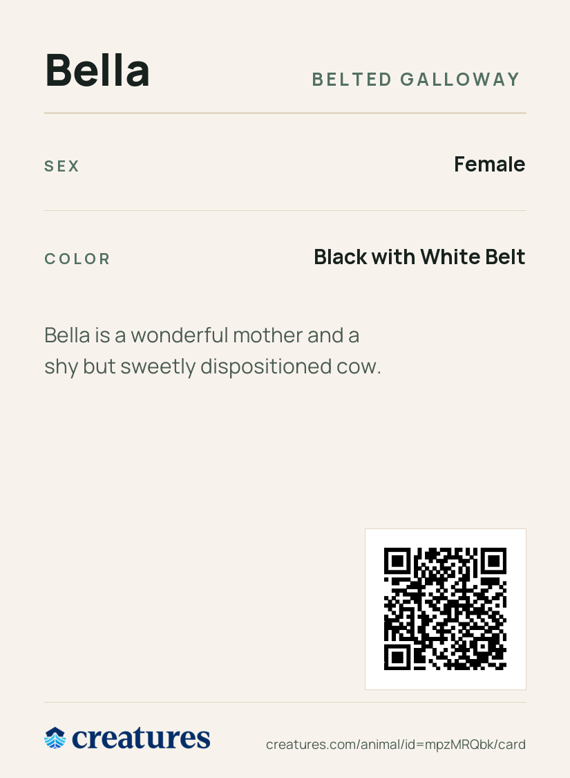 Bella Creature Card back