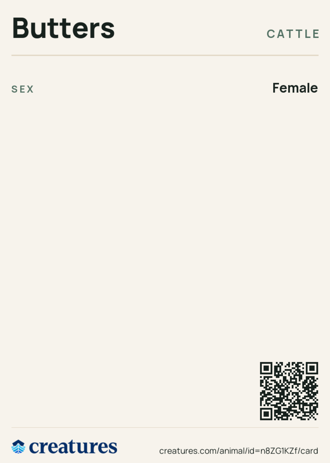 Butters Creature Card back