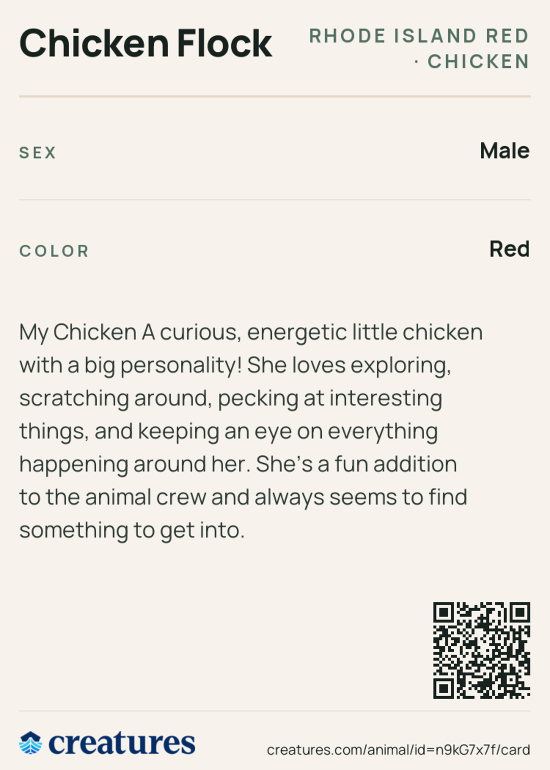 Chicken Flock Creature Card back