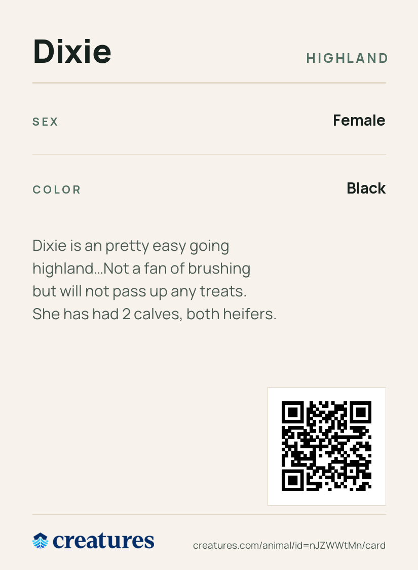 Dixie Creature Card back