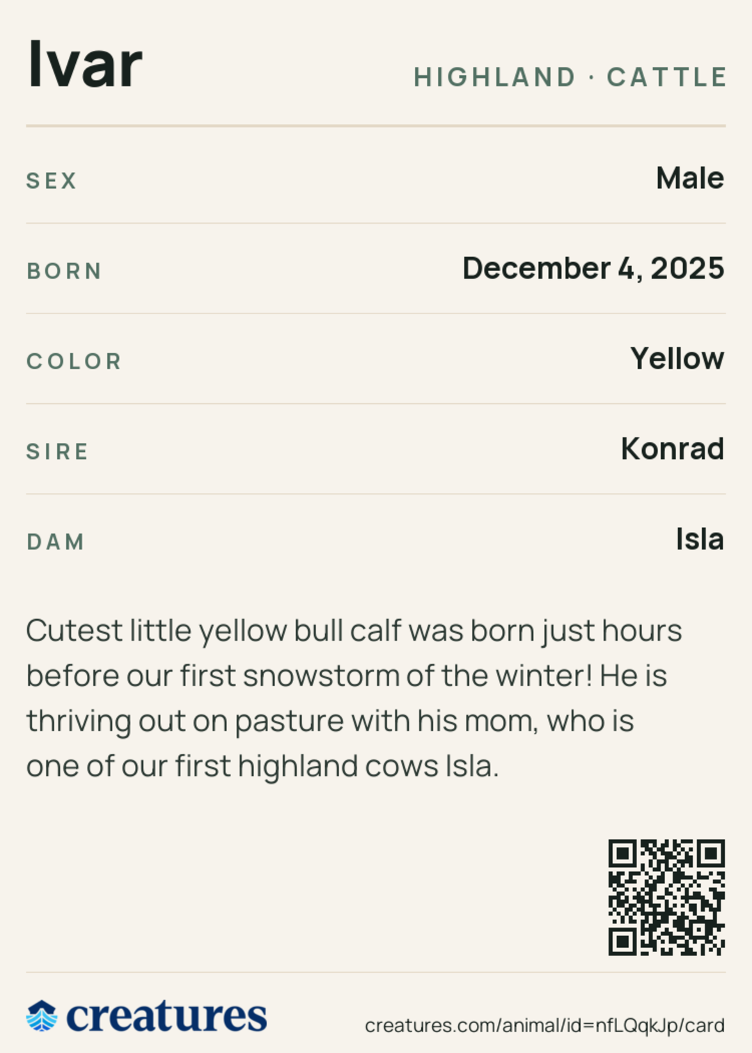 Ivar Creature Card back