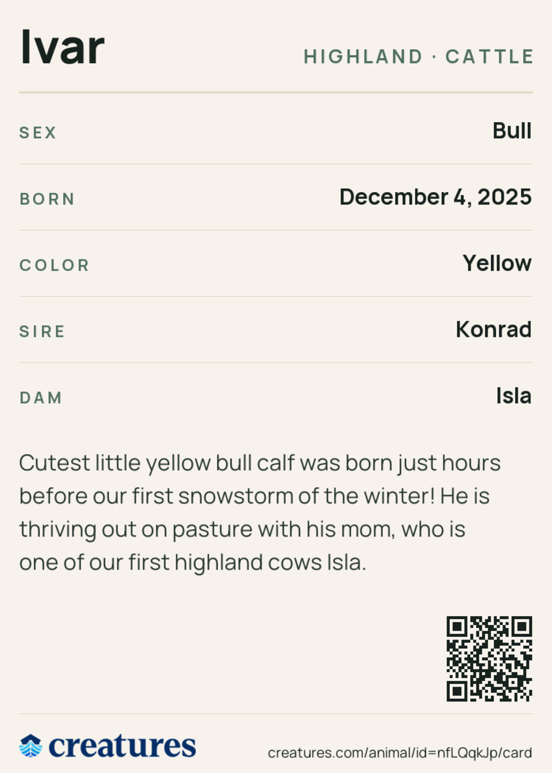 Ivar Creature Card back