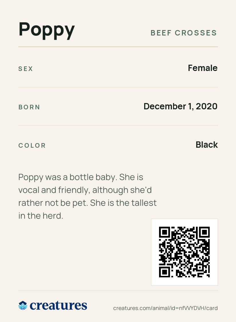 Poppy Creature Card back