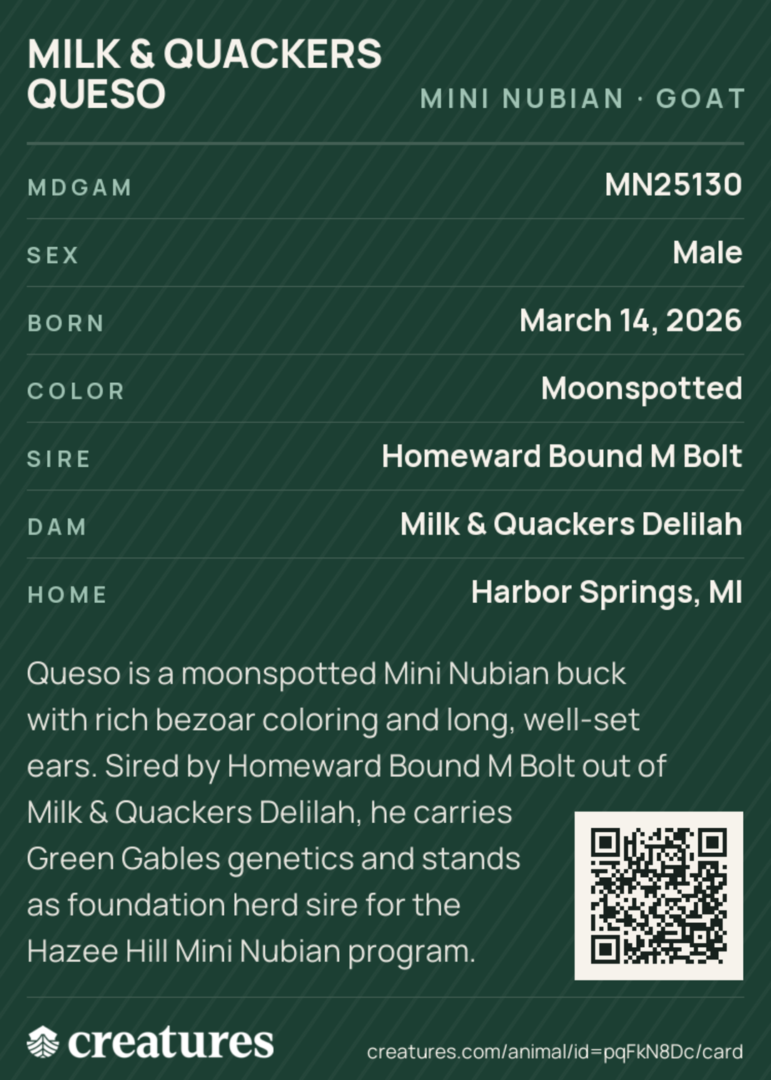Milk & Quackers Queso Creature Card back