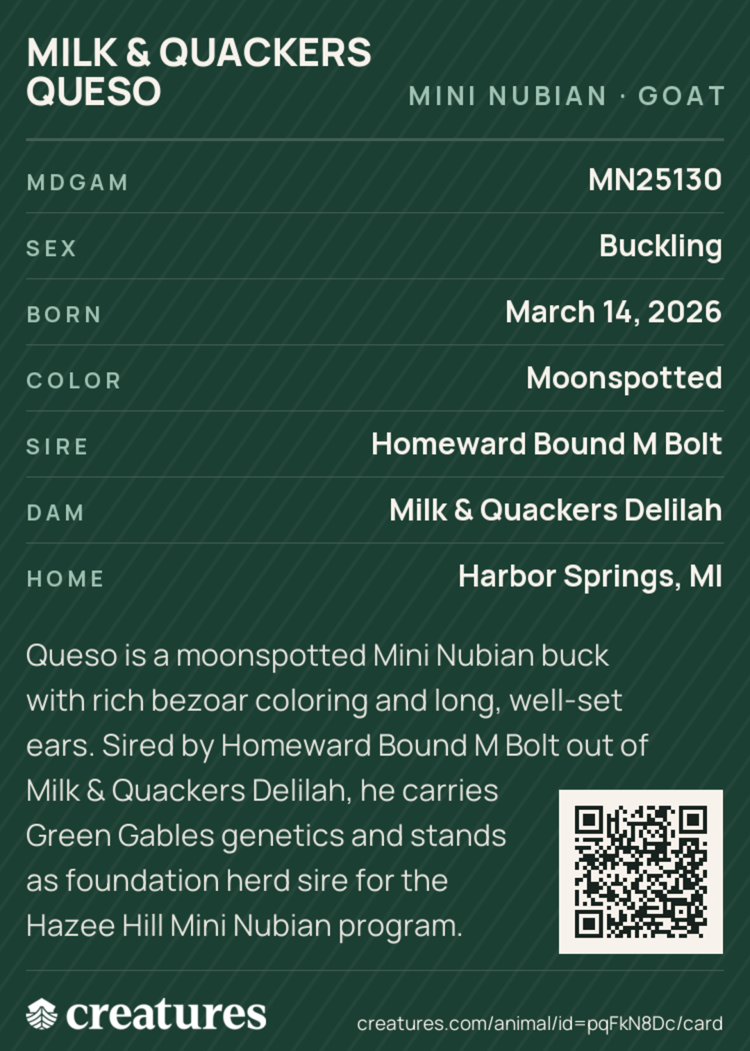 Milk & Quackers Queso Creature Card back