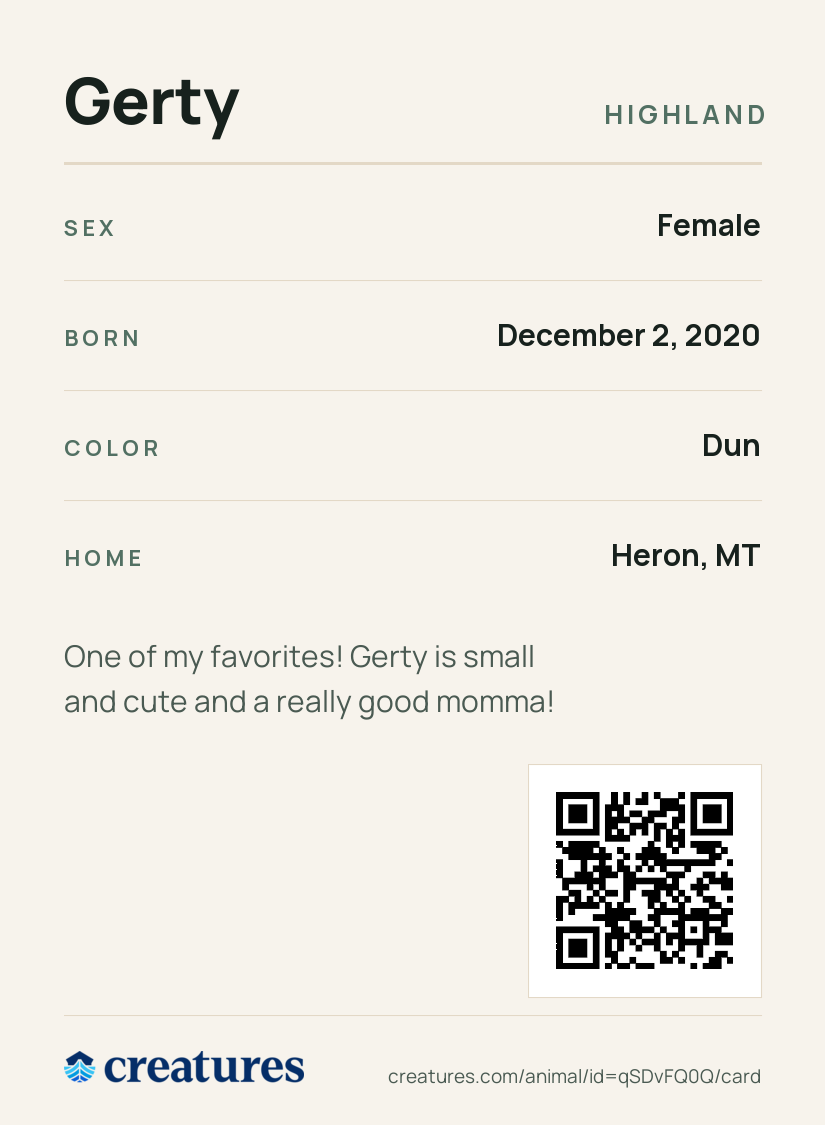 Gerty Creature Card back