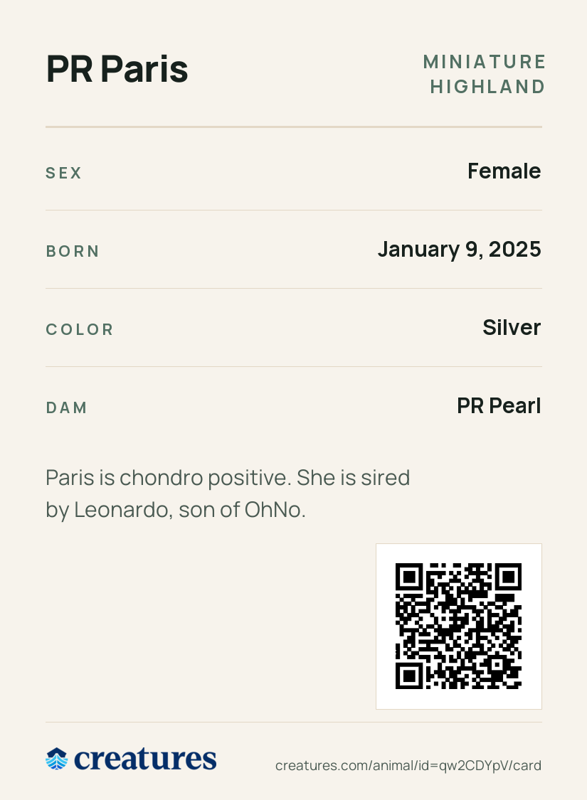 PR Paris Creature Card back