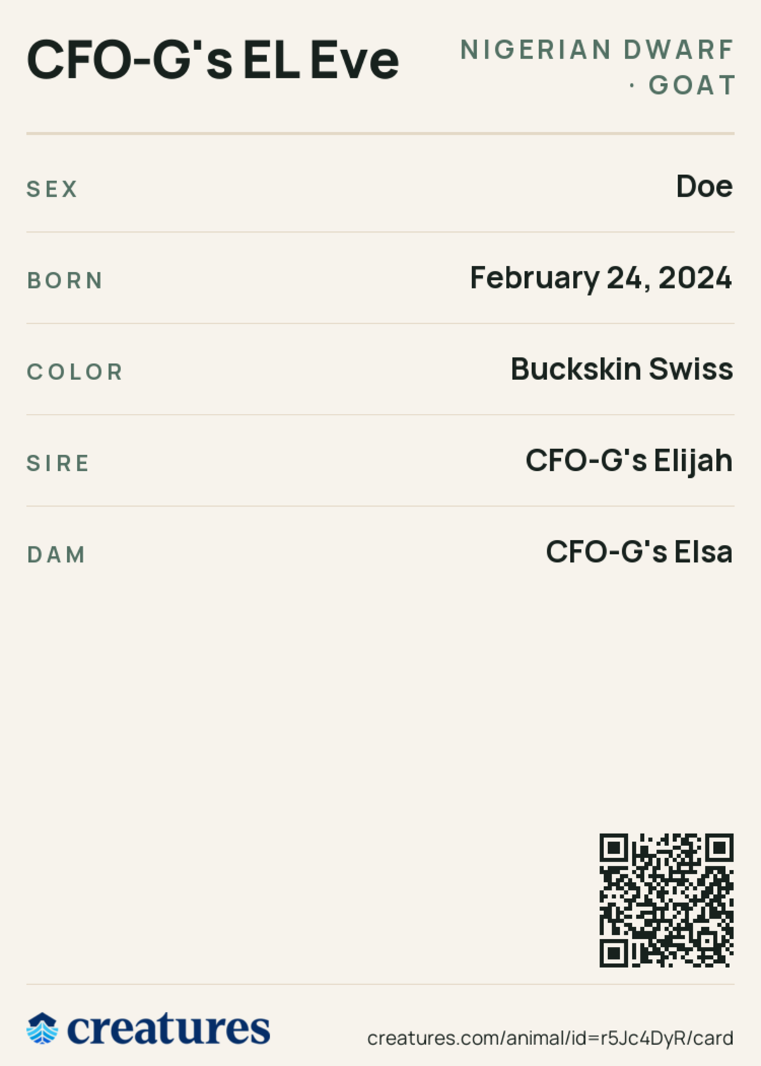 CFO-G's EL Eve Creature Card back