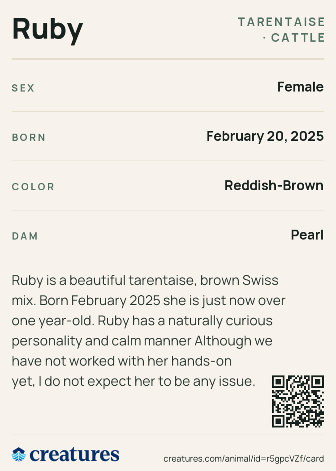 Ruby Creature Card back
