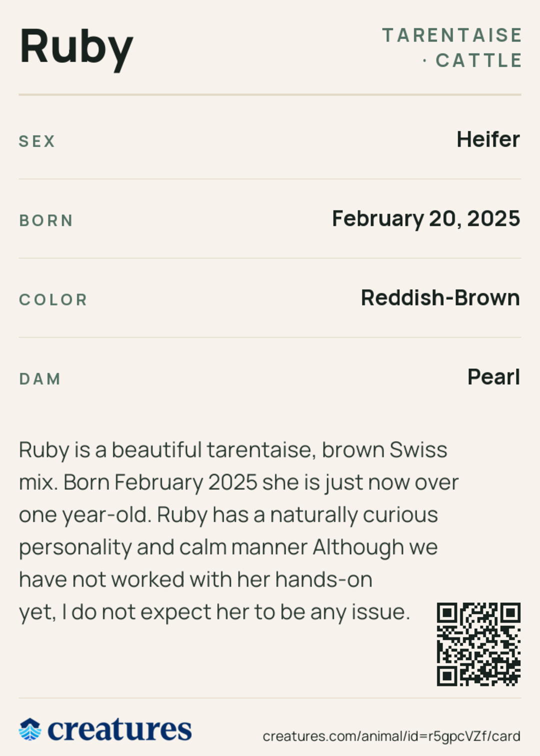 Ruby Creature Card back