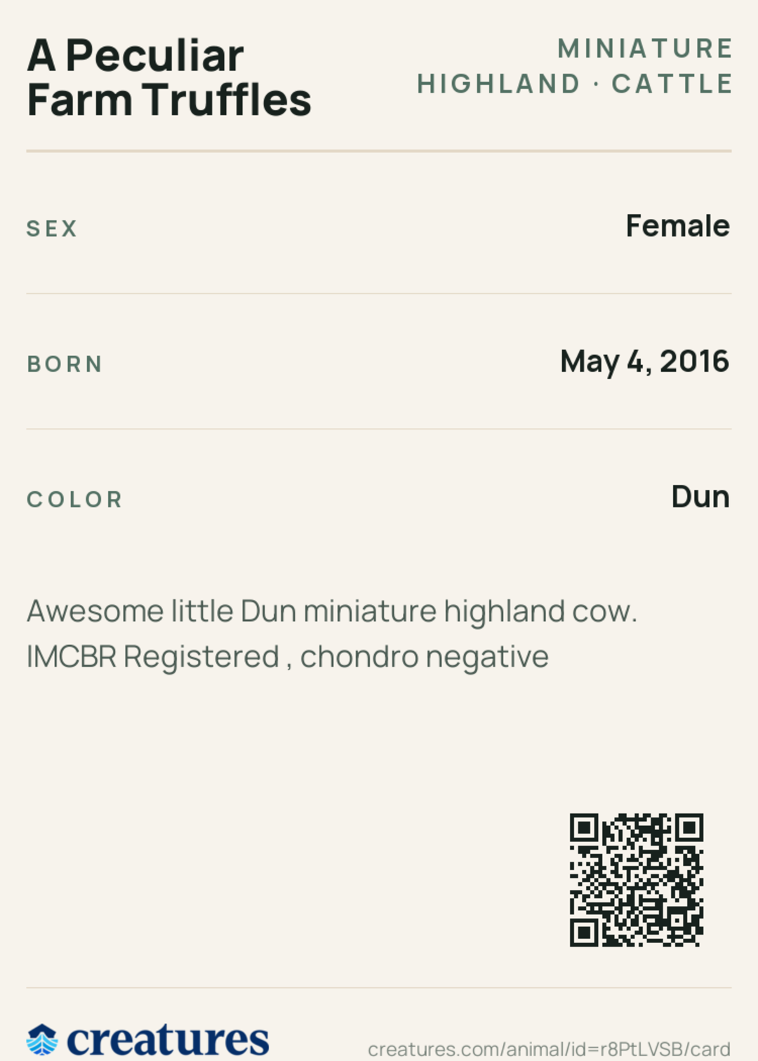 A Peculiar Farm Truffles Creature Card back