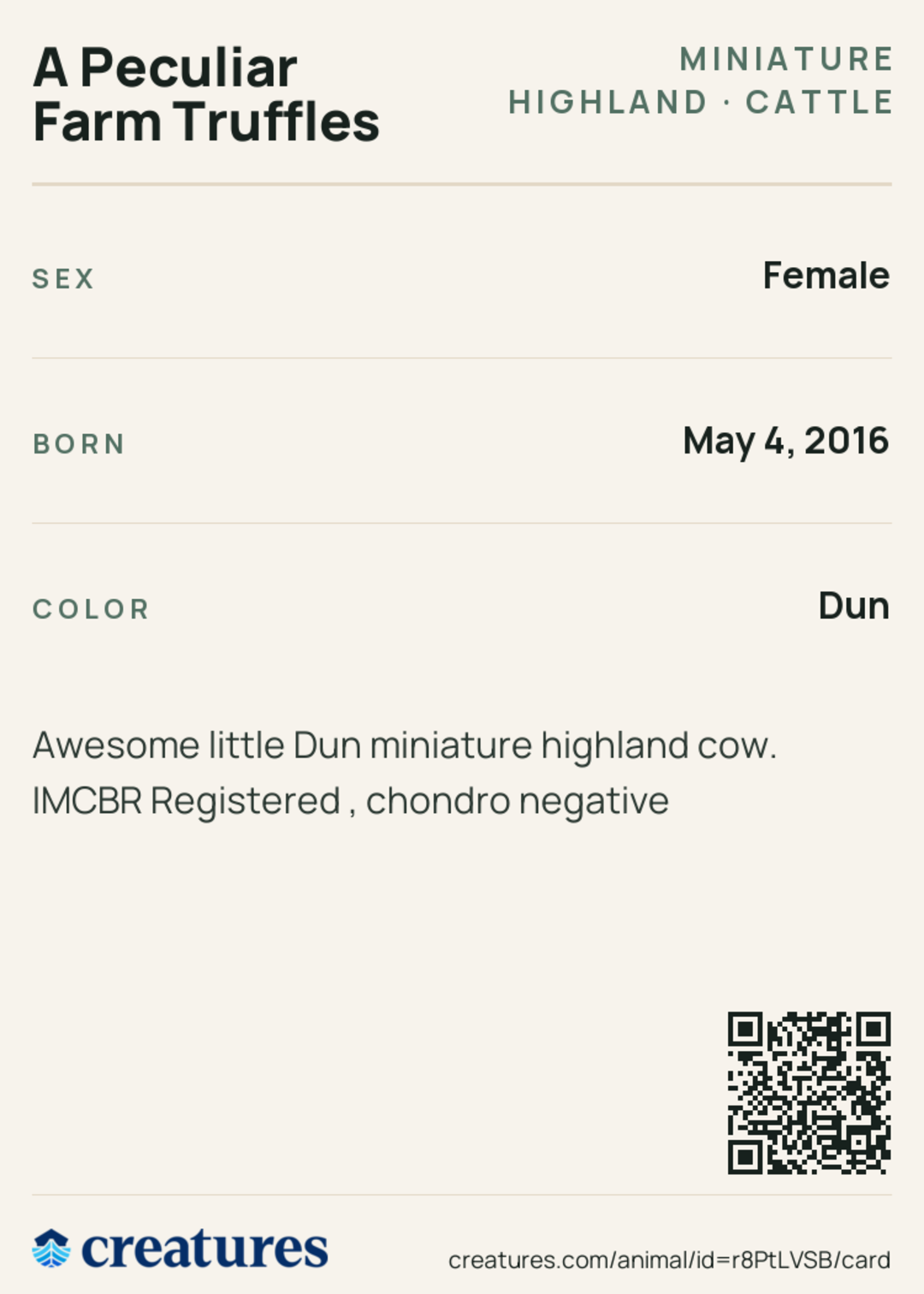 A Peculiar Farm Truffles Creature Card back