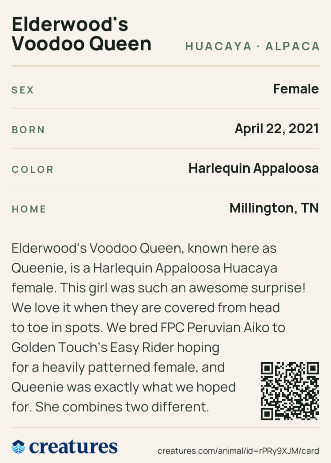 Elderwood's Voodoo Queen Creature Card back