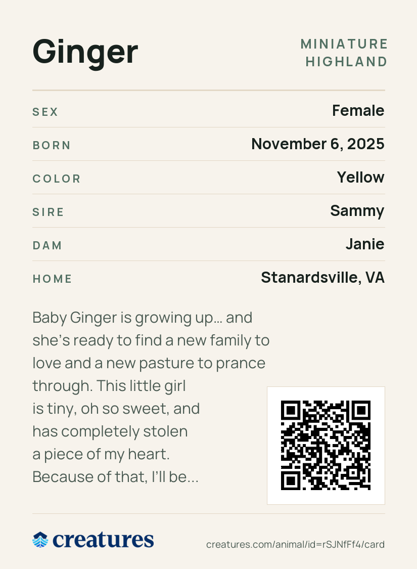 Ginger Creature Card back